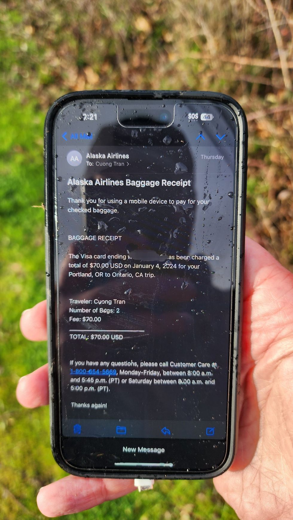 Photo of iPhone from Alaska Airlines flight