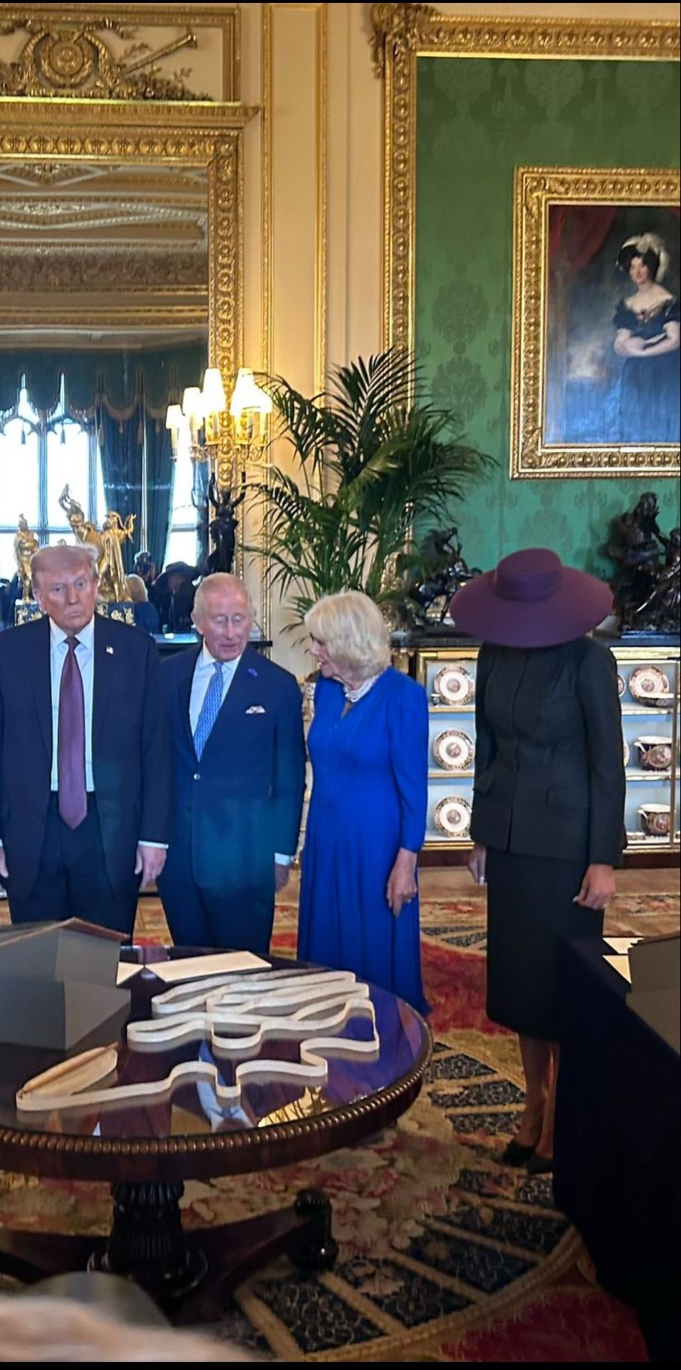 Photo of Melania Trump during UK state visit with Donald Trump, King Charles, and Queen Camilla