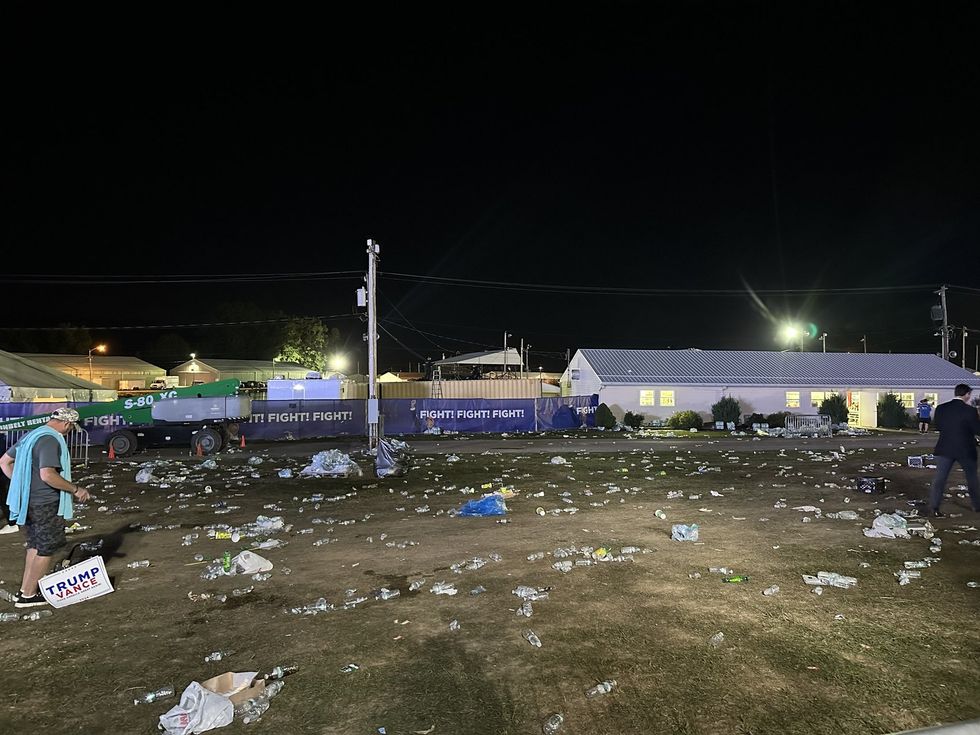 Photo of trashed field after Donald Trump's Butler rally