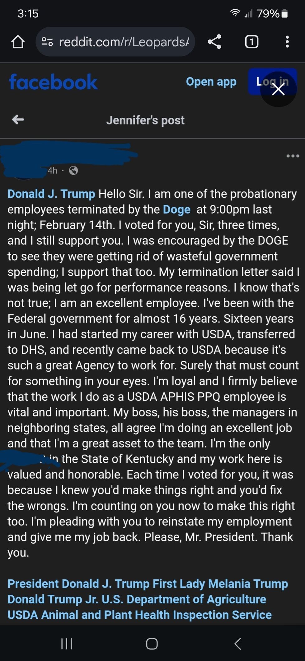 Post from an unnamed Trump supporter