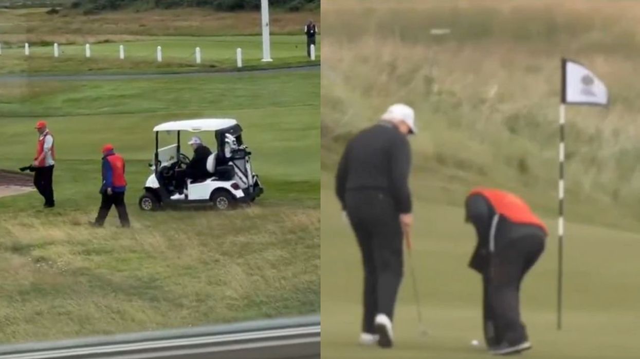 President Donald Trump golfing at the Turnberry golf resort in Scotland.