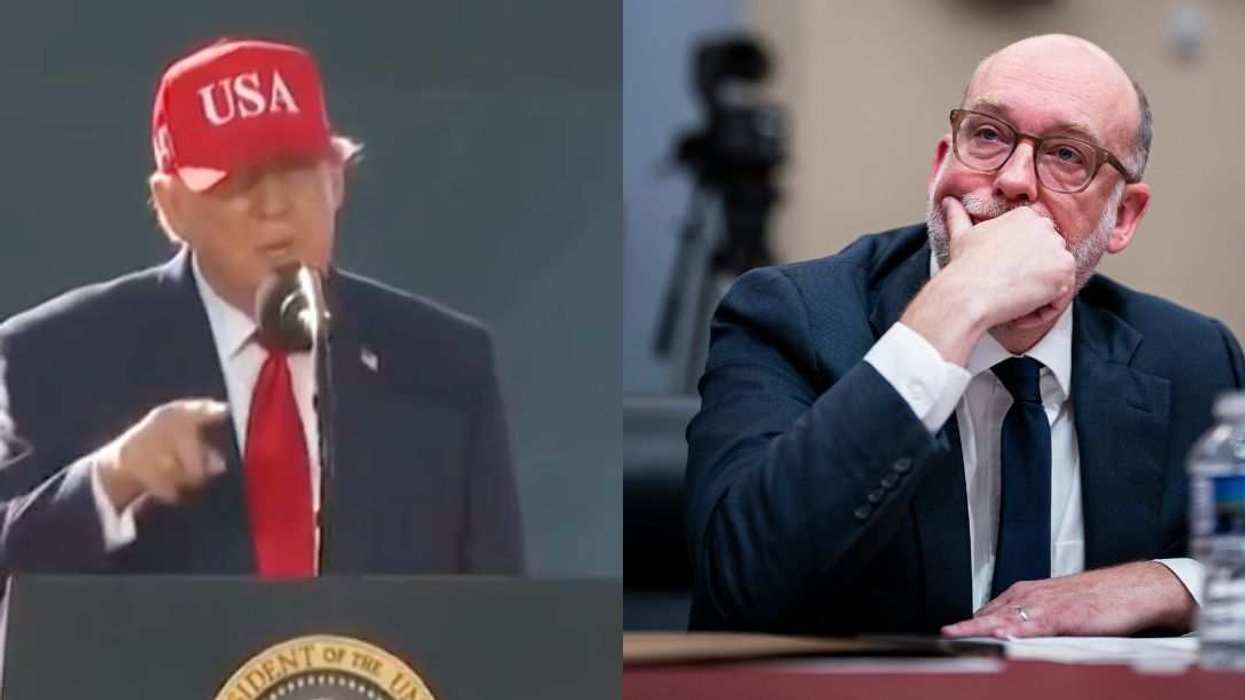President Donald Trump (left) and Office of Management and Budget Director Russell Vought (right).