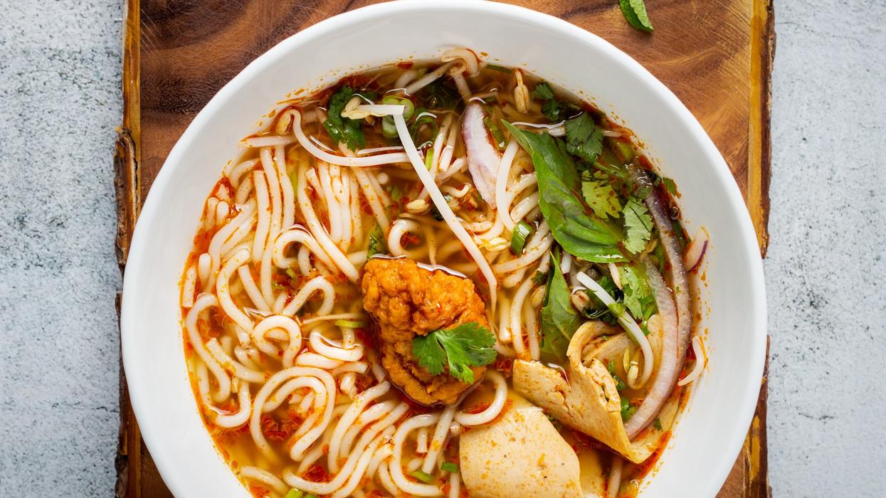 ramen in white bowl