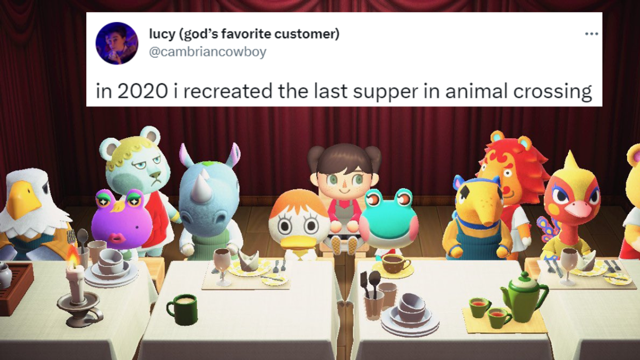 Recreation of "The Last Supper" in "Animal Crossing"
