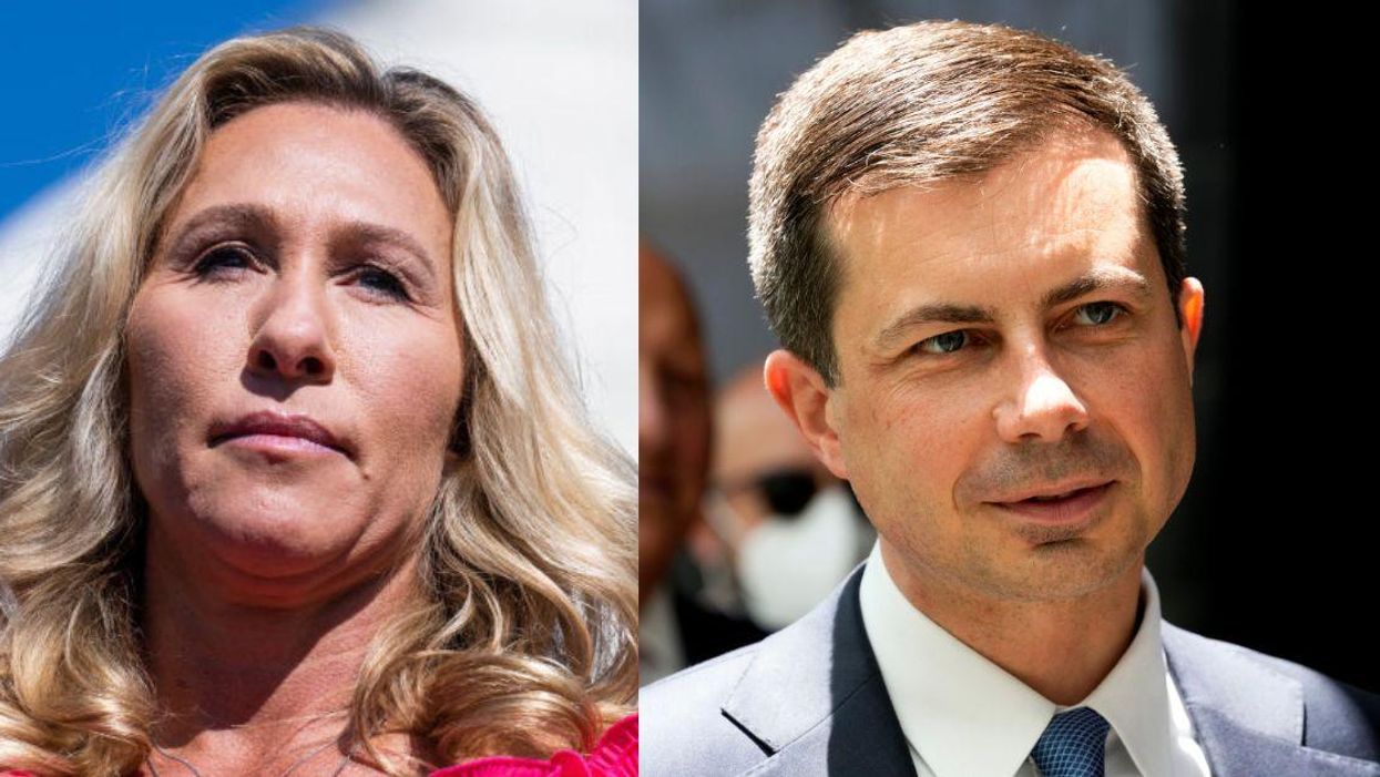 Republican Representative Marjorie Taylor Greene and Transportation Secretary Pete Buttigieg