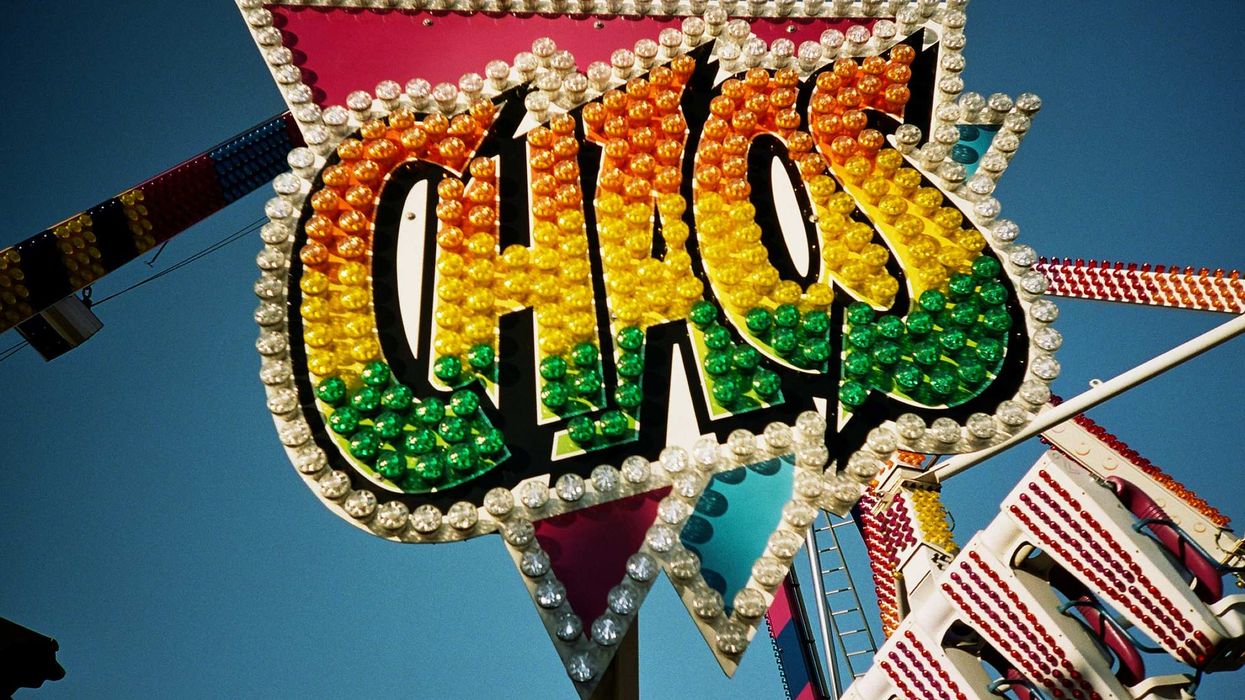 ride sign saying "chaos"