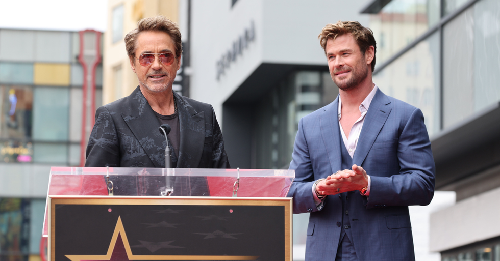 Robert Downey, Jr. and Chris Hemsworth at Hollywood Walk of Fame ceremony