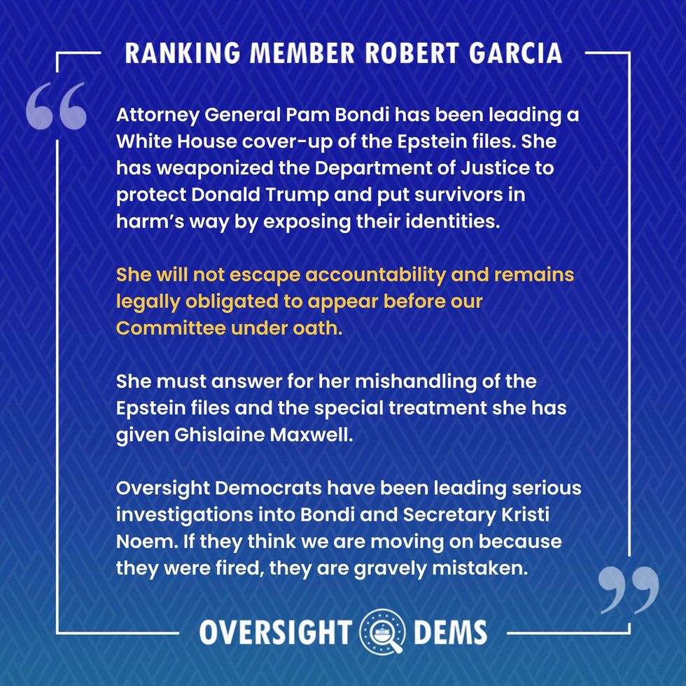Robert Garcia's statement from Oversight Dems