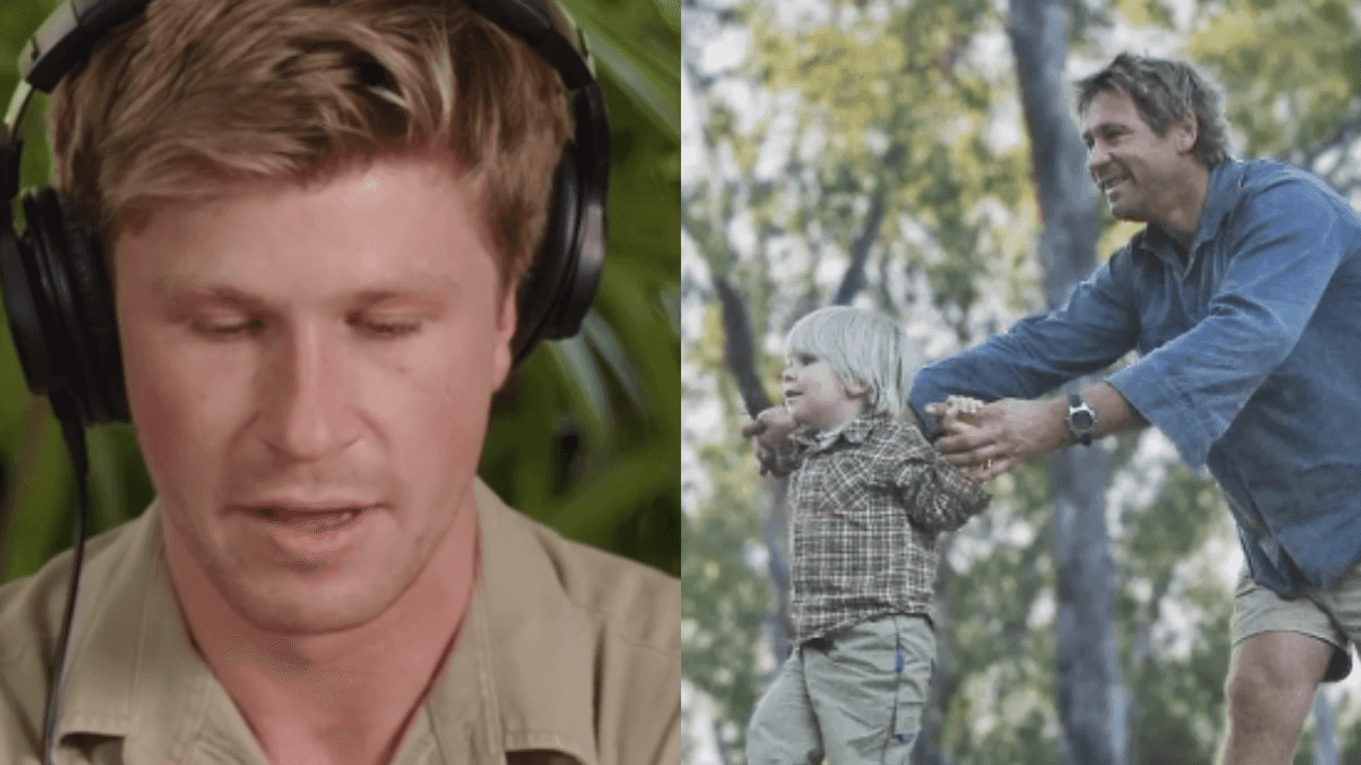 Robert Irwin; young Robert Irwin with his dad, Steve Irwin