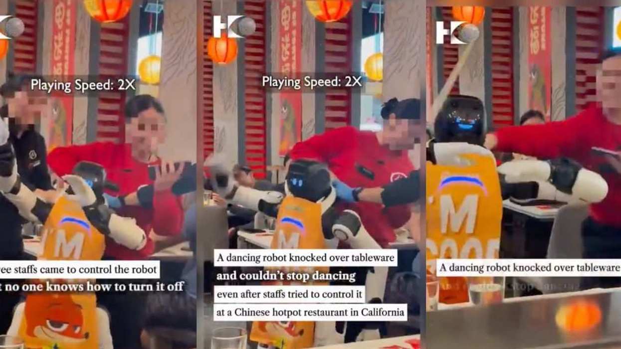 Rogue dancing robot at Chinese hot pot restaurant