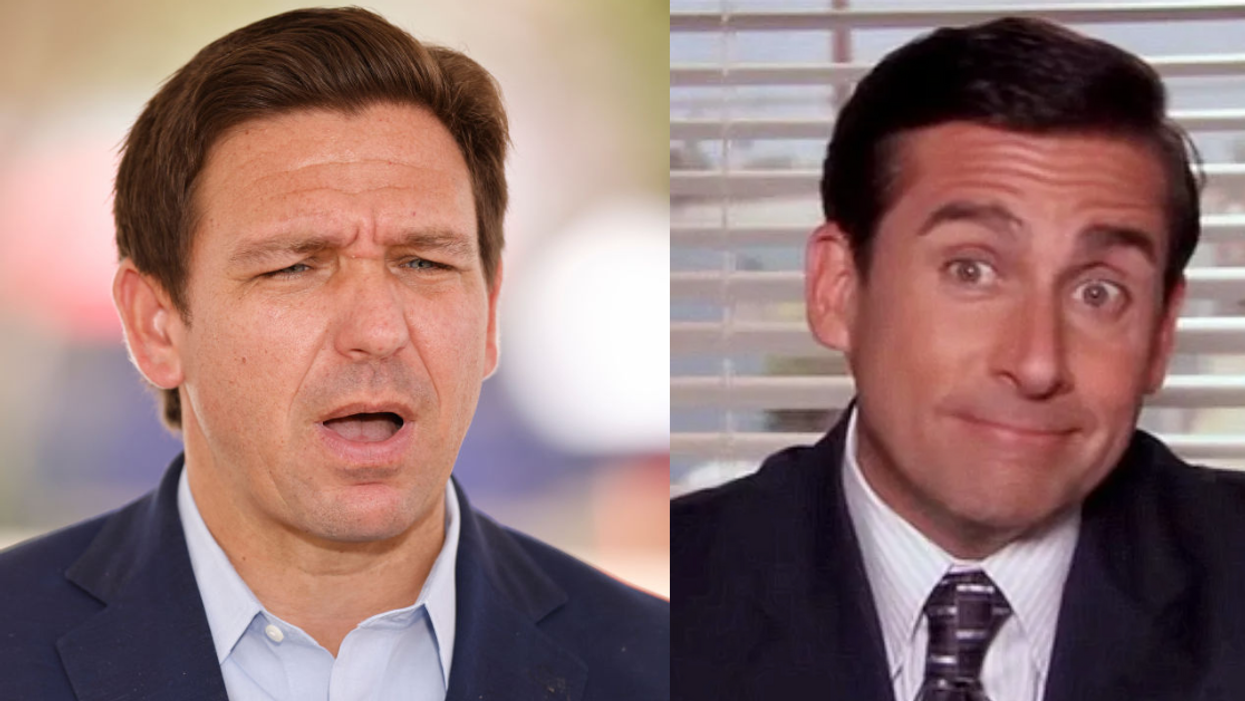 Ron DeSantis; Screenshot of Steve Carrell as Michael Scott on NBC's "The Office"