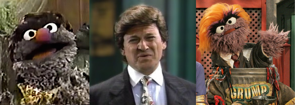 Ronald Grump the Muppet in 1988; Joe Pesci as Ronald Grump in 1994; Donald Grump in 2005