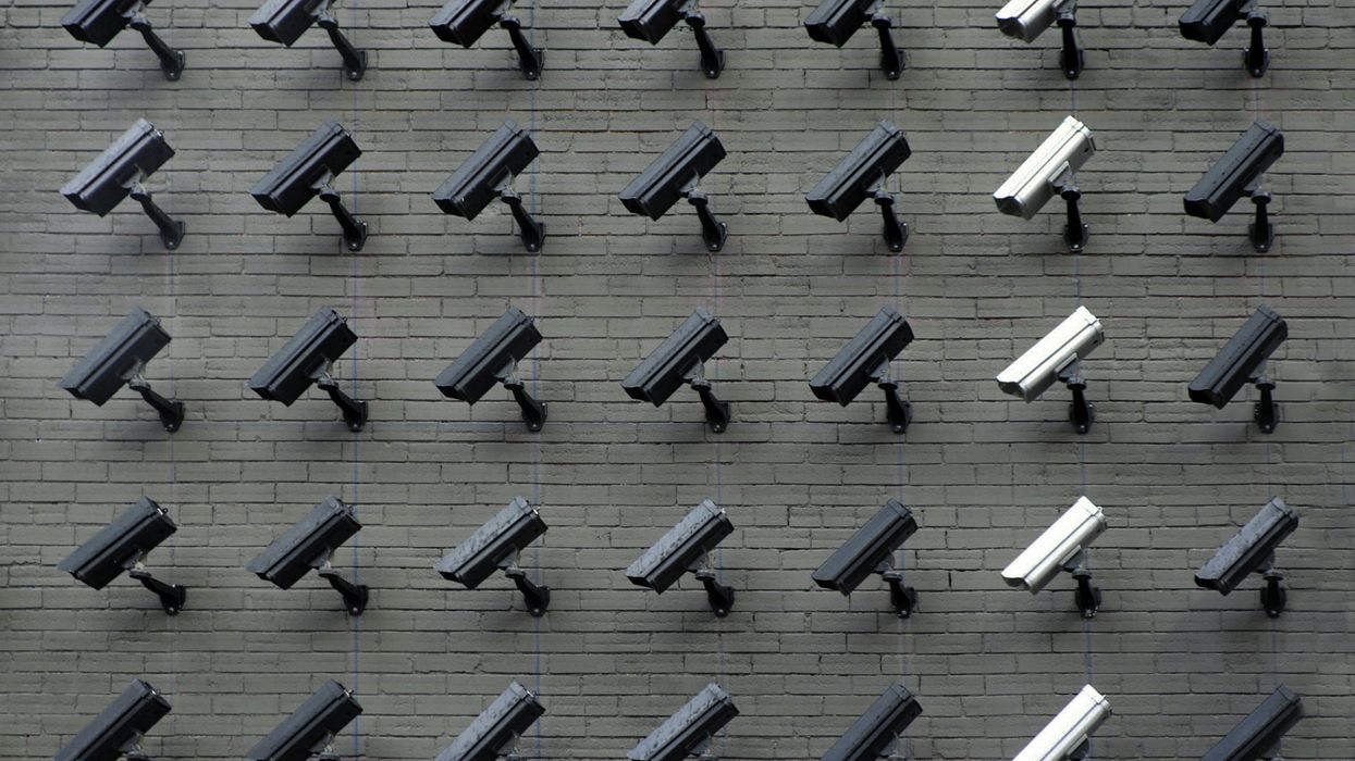 Rows of security cameras