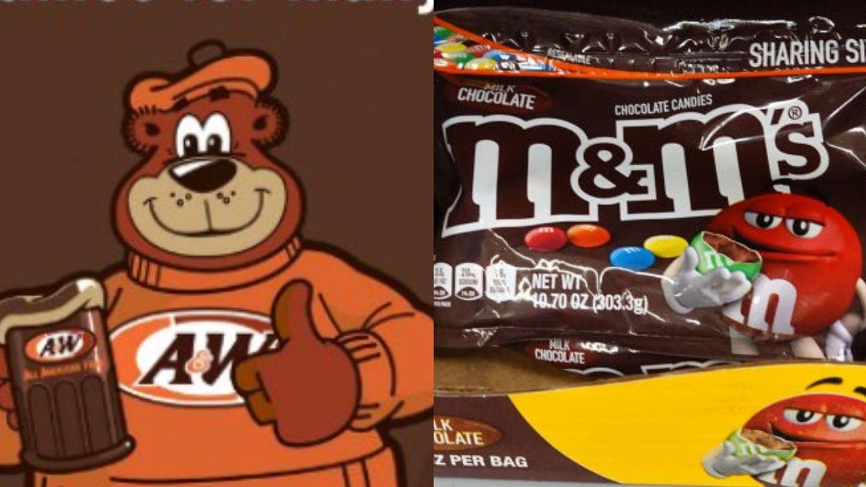 Rudy the Great Root Bear; bag of M&M's