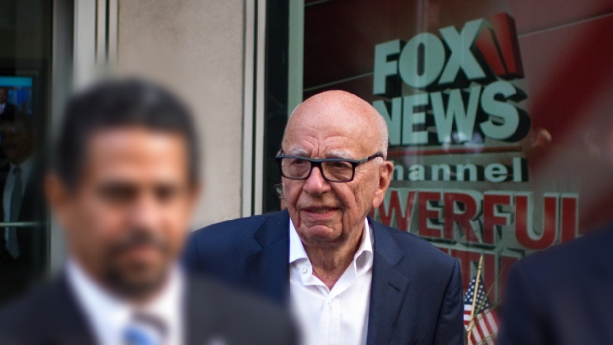 Rupert Murdoch in front of Fox News headquarters in New York
