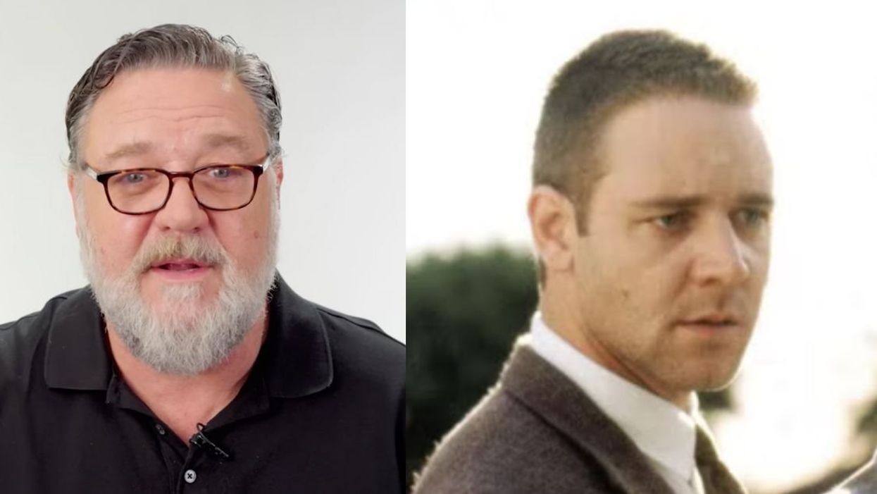 Russell Crowe from "Vanity Fair" interview; Crowe in "L.A. Confidential"
