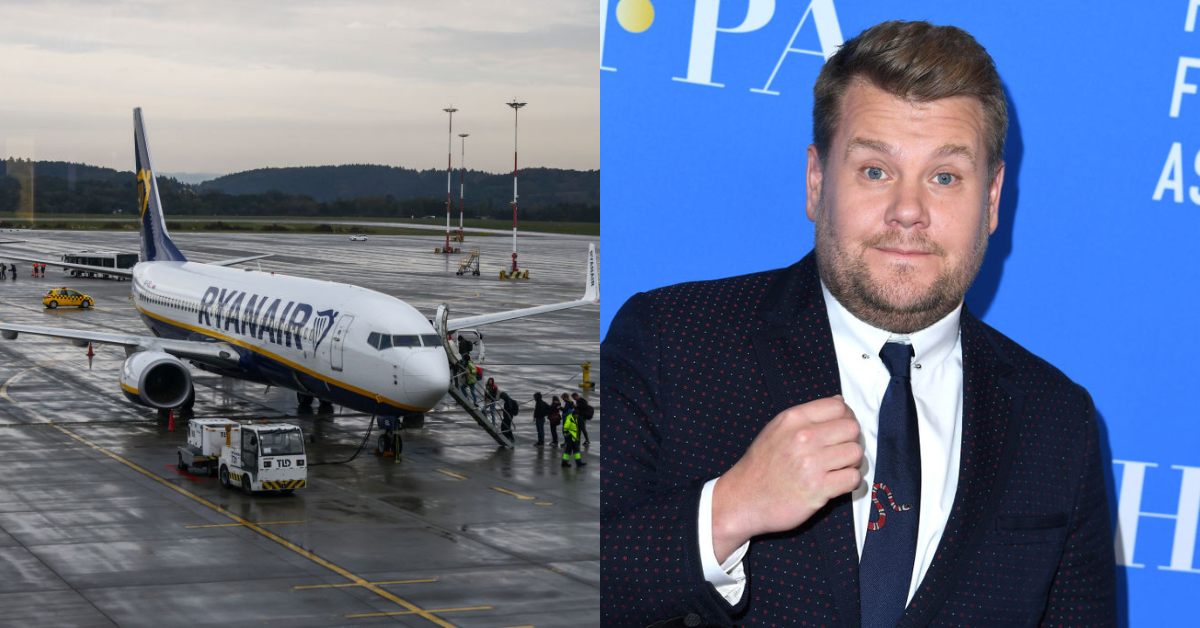 Ryanair plane; James Corden