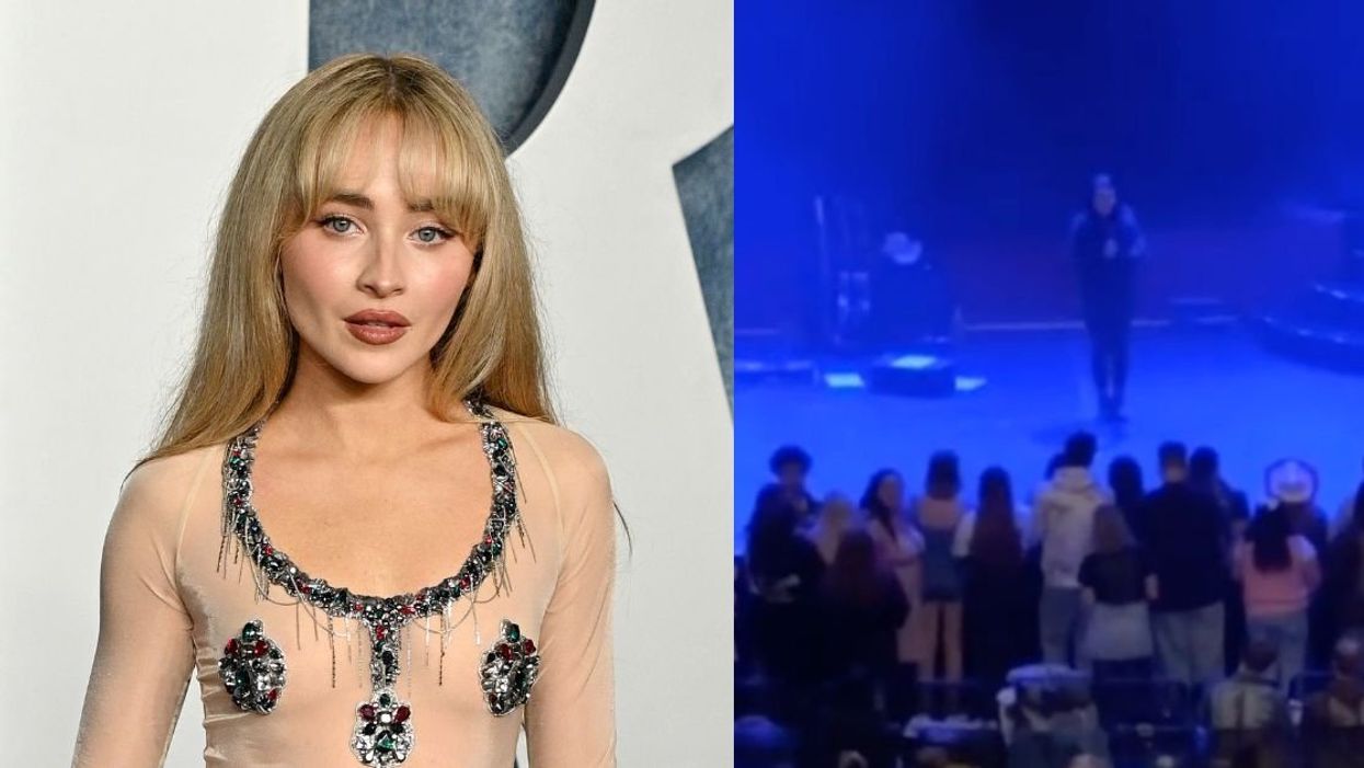 Sabrina Carpenter; screenshot of announcer giving bad news