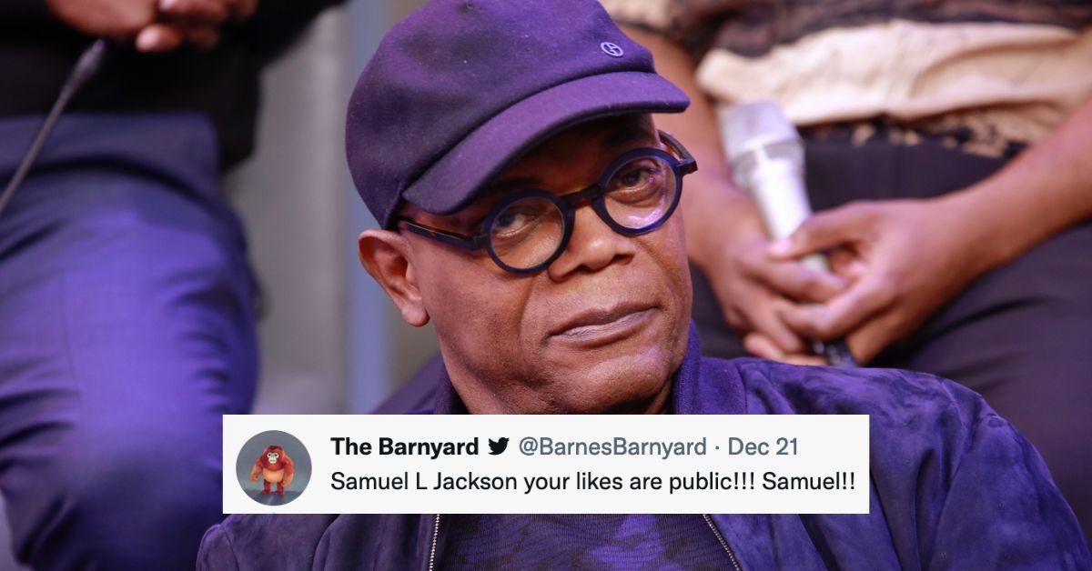 Samuel L. Jackson with tweet telling him likes are public