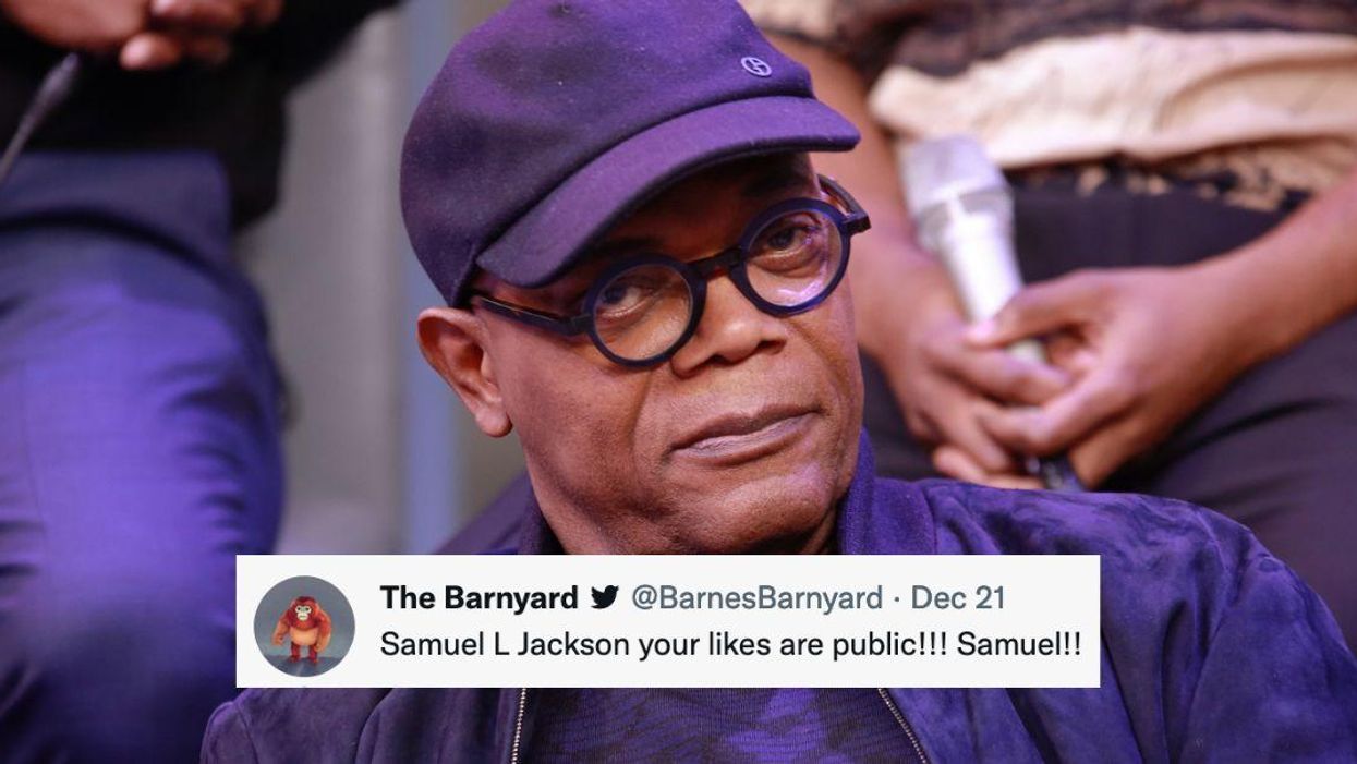Samuel L. Jackson with tweet telling him likes are public