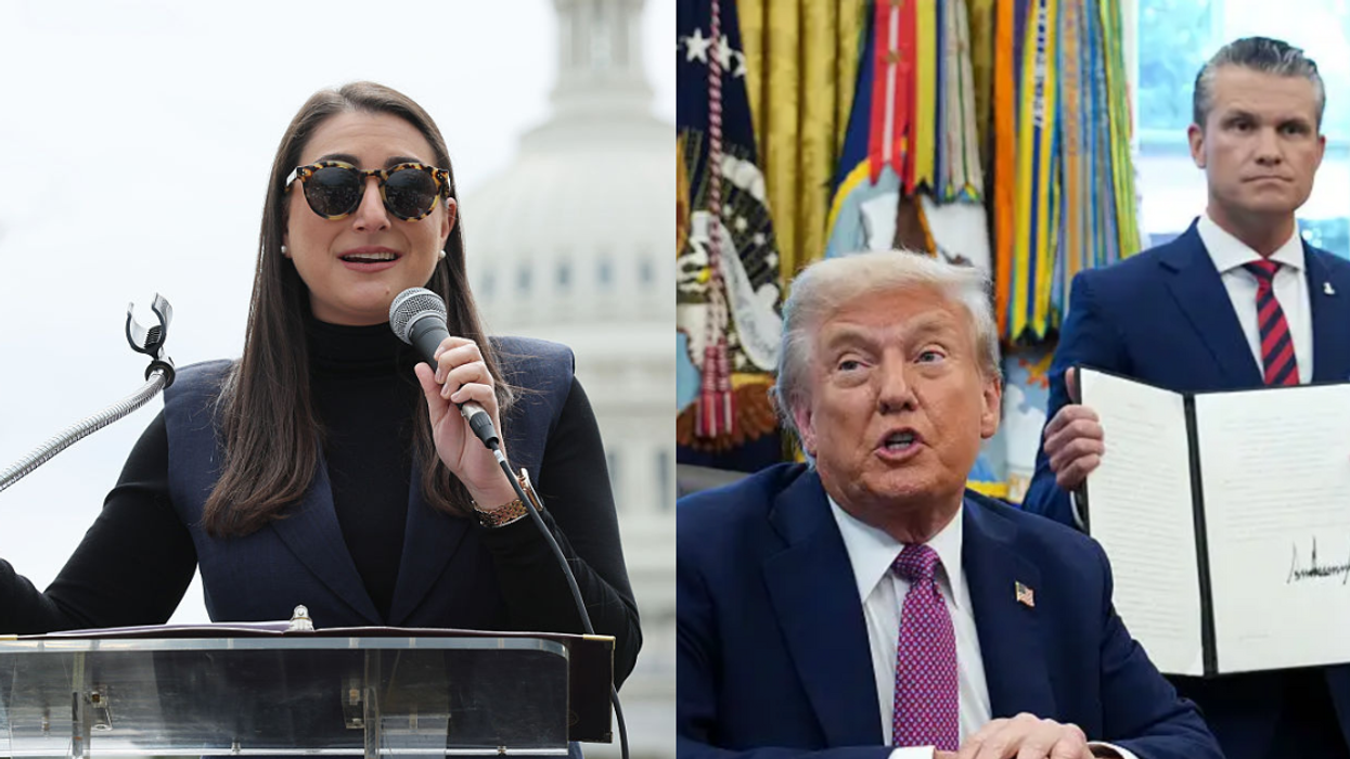 Sara Jacobs; Donald Trump and Pete Hegseth