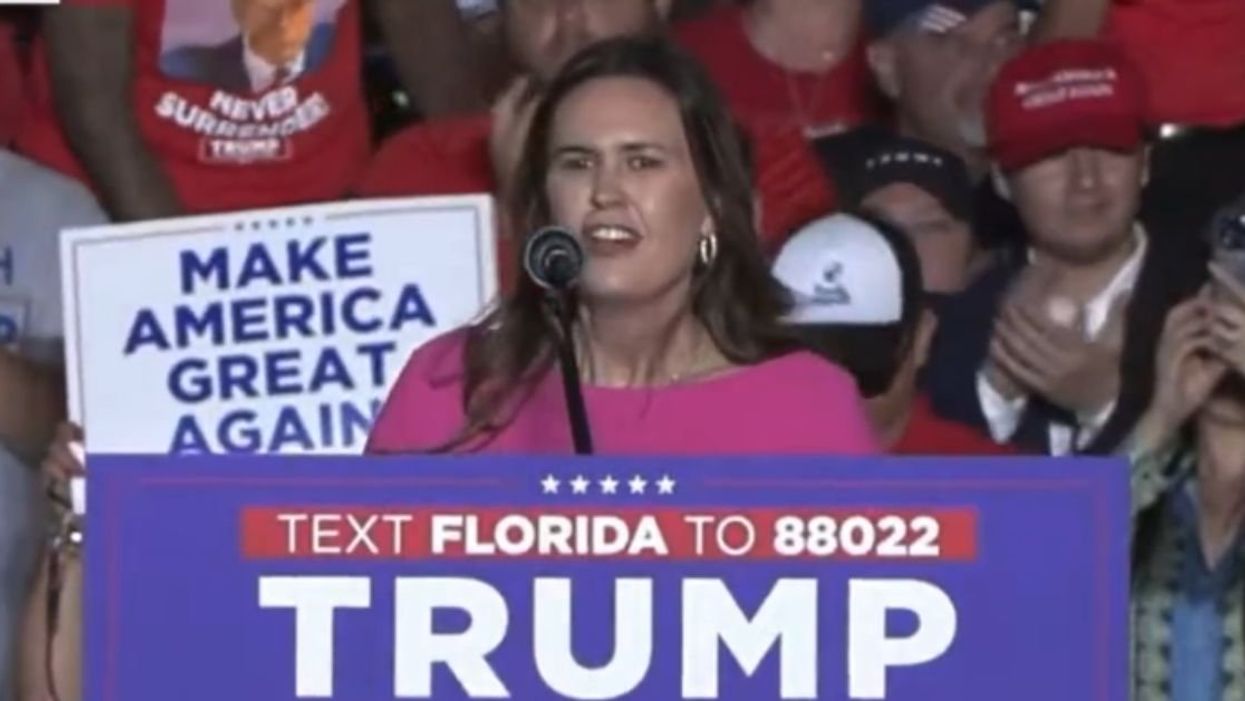 Sarah Sanders at a rally for Donald Trump