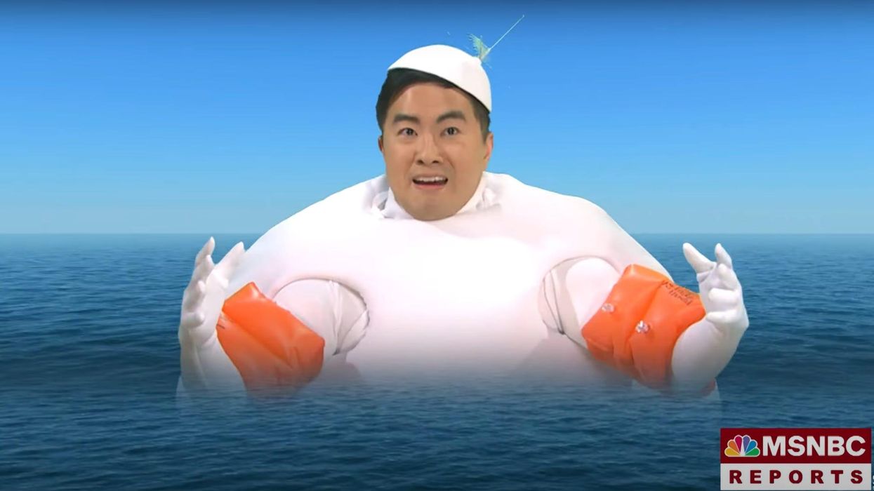 Saturday Night Live's Bowen Yang as the Chinese spy balloon in an SNL sketch