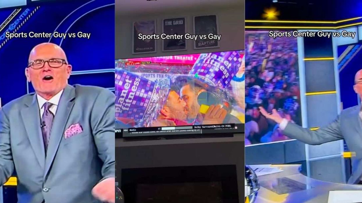 Scott Van Pelt reacts in real time as a New Year’s Eve live shot of a same-sex kiss catches him visibly off guard on ESPN’s midnight broadcast.