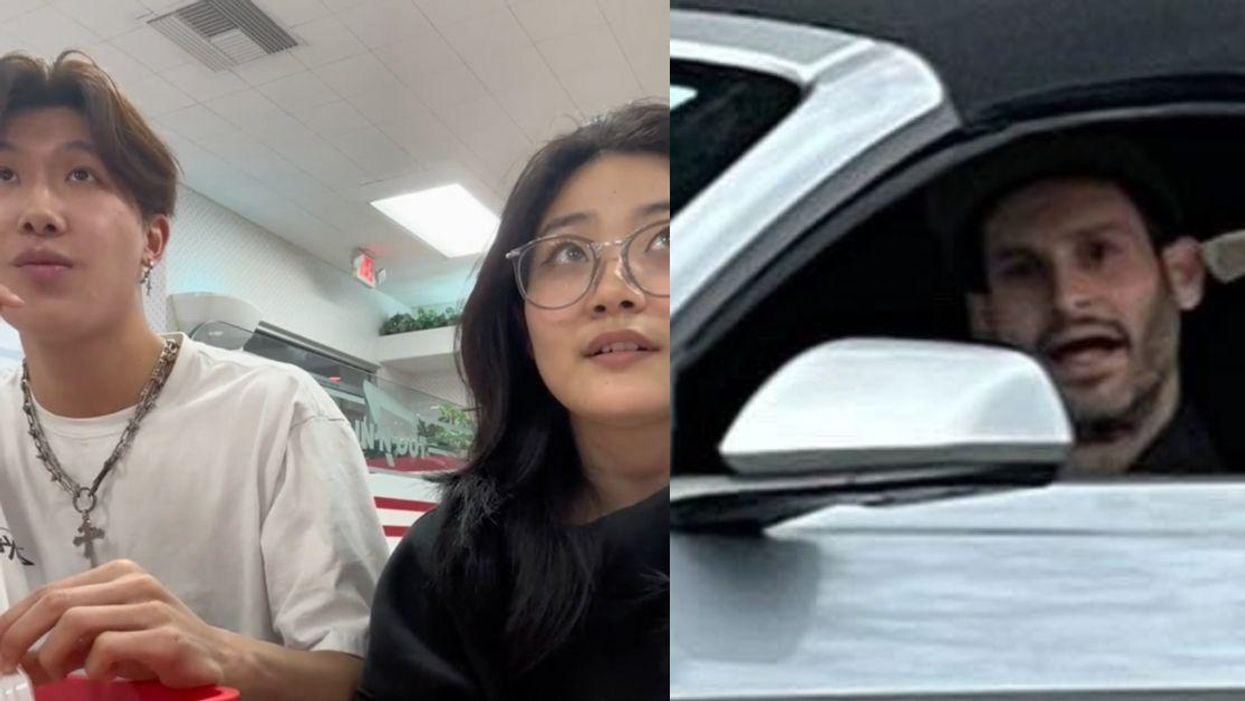 Screenshot from Arine Kim's video; racist suspect