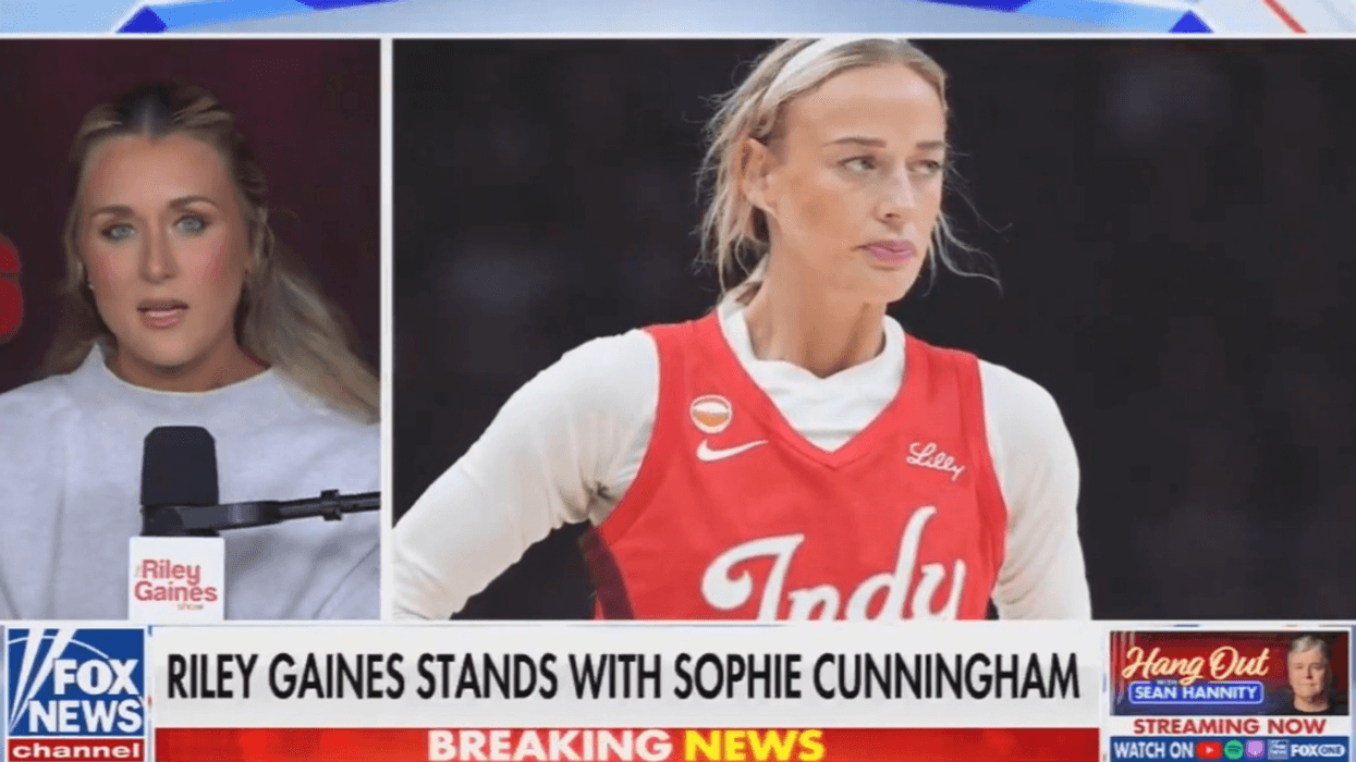 screenshot from Fox News of Riley Gaines and Sophie Cunningham
