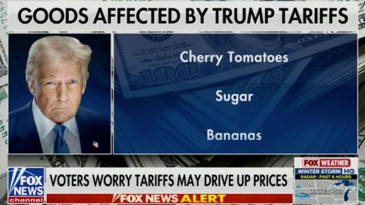 Screenshot from Fox News scroll of Trump tariff items