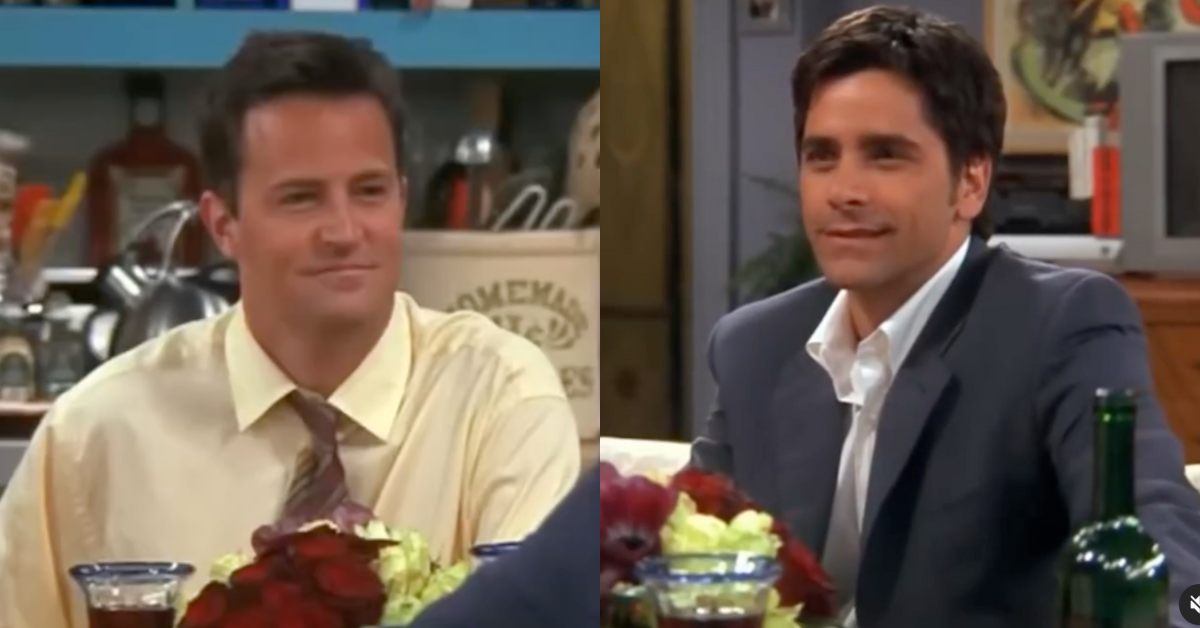 Screenshot from 'Friends' episode (L) Matthew Perry; (R) John Stamos