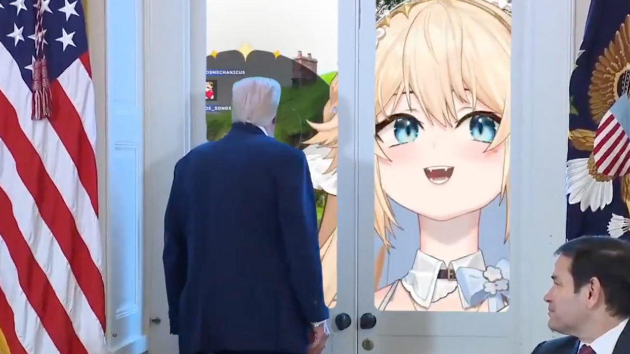 Screenshot from meme of Donald Trump looking out the window