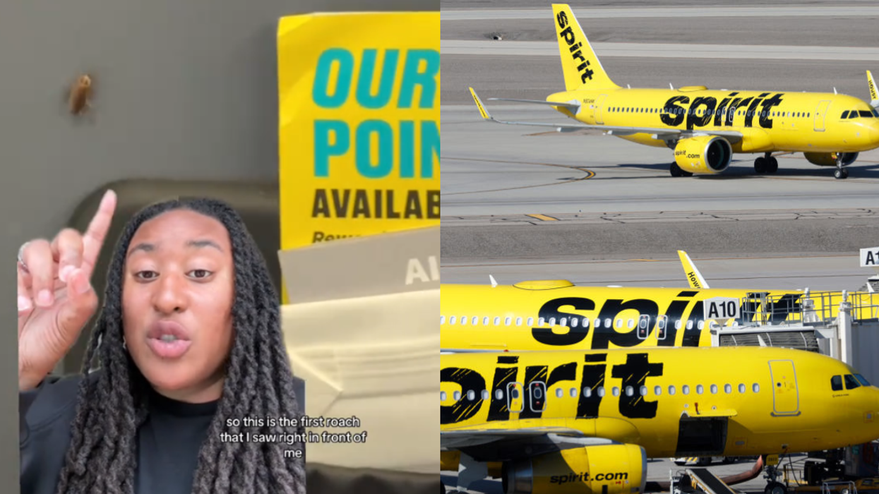 Screenshot from @symonebeez's TikTok video; Spirit Airlines