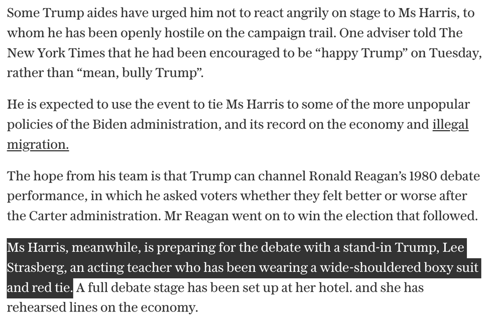 Screenshot from Telegraph article