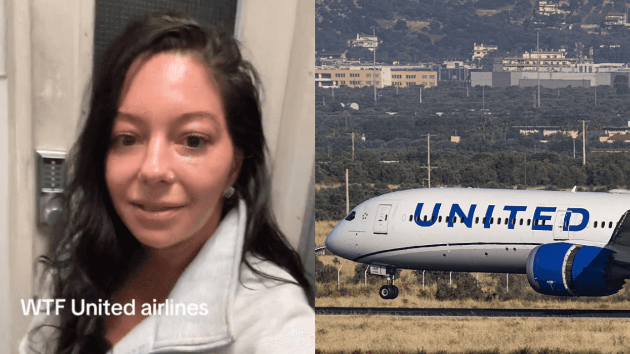 Screenshot from TikToker @birdiecda's video; United Airlines Plane