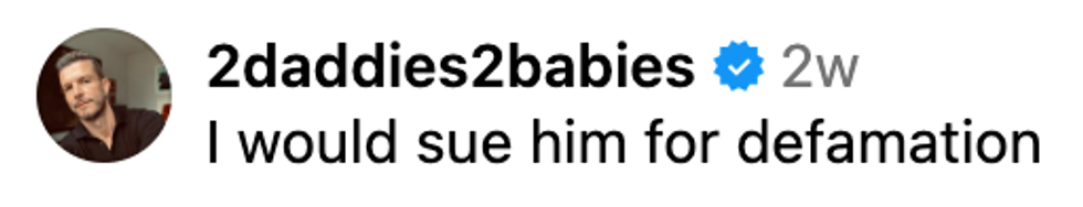 Screenshot of @2daddies2babies' post on Instagram