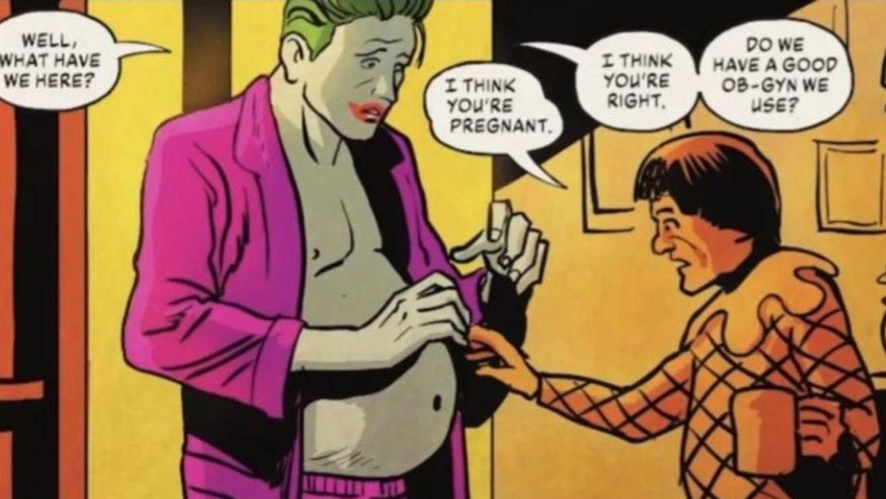 Screenshot of a pregnant Joker from his comic strip