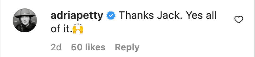 Screenshot of @adriapetty's post on Instagram