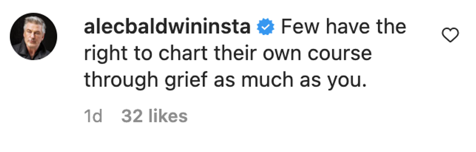 Screenshot of @alecbaldwininsta's post on Instagram