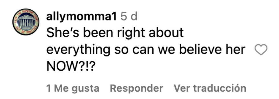 Screenshot of @allymomma1's post
