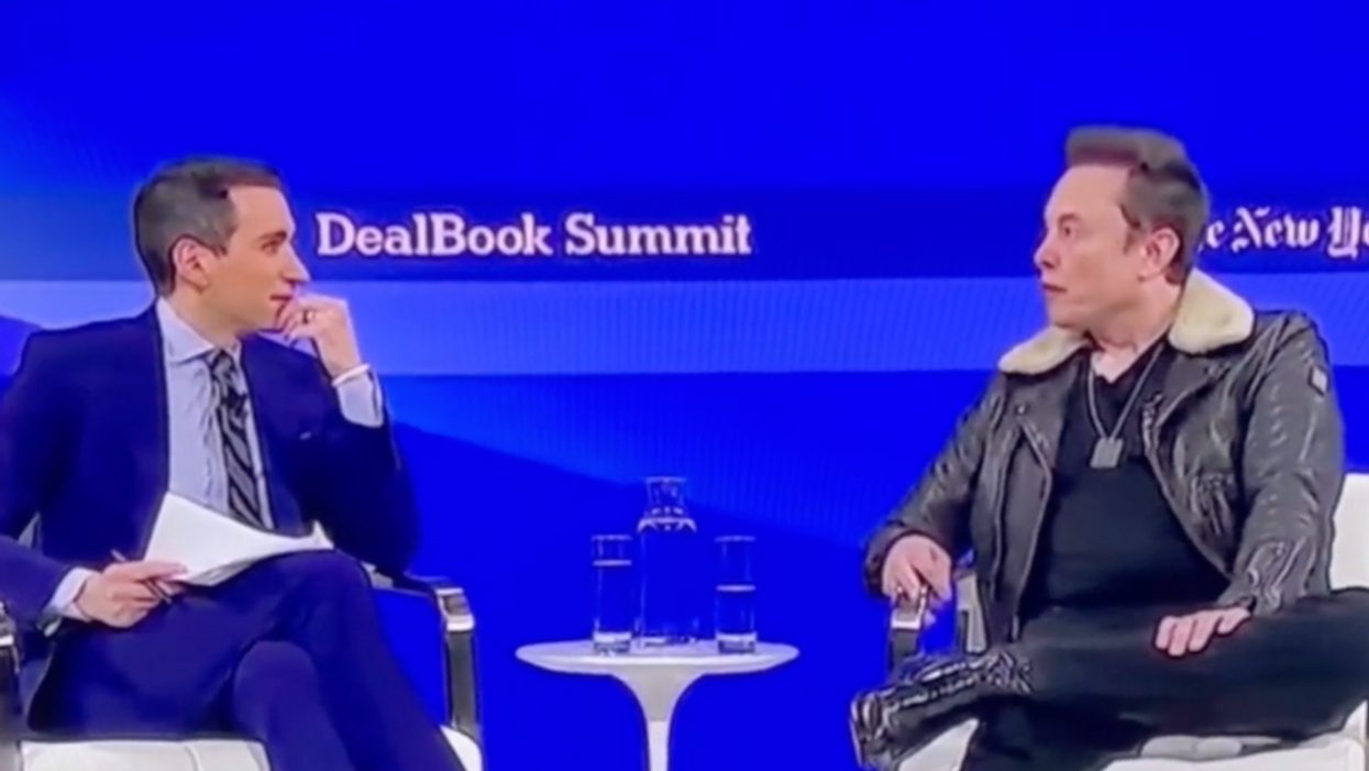 Screenshot of Andrew Ross Sorkin and Elon Musk
