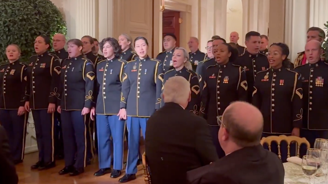 Screenshot of Army Chorus performing