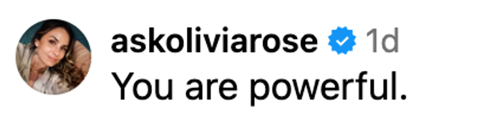Screenshot of @askoliviarose's post