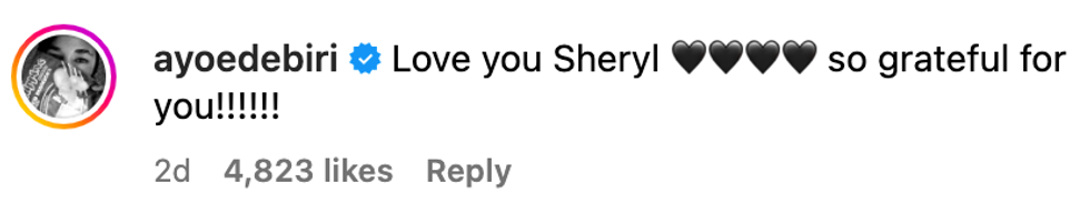 Screenshot of Ayo Edebiri's post on Instagram