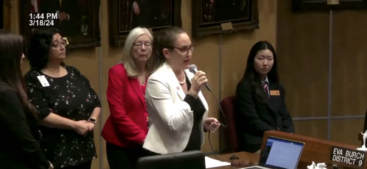 Screenshot of AZ State Senator Eva Burch speaking on the floor