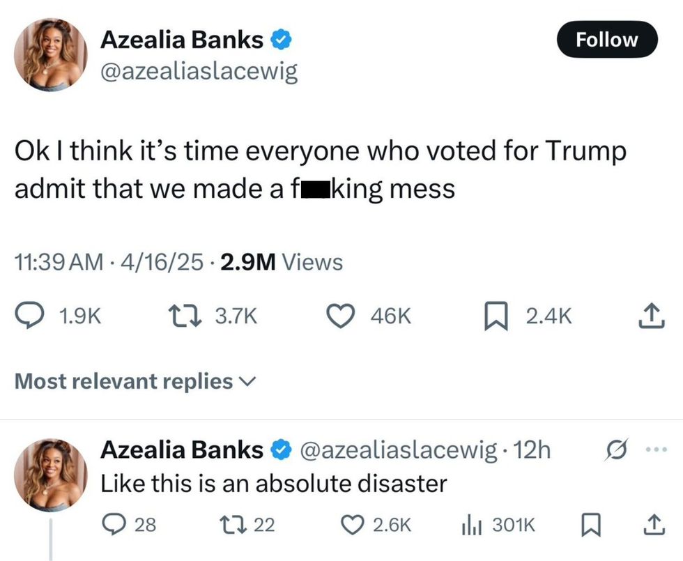 Screenshot of Azealia Banks' tweets