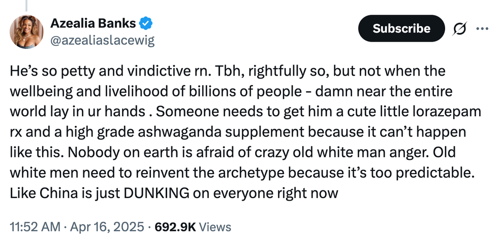 Screenshot of Azealia Banks' tweets