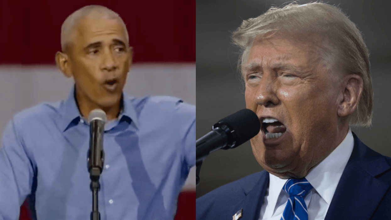 Screenshot of Barack Obama; Donald Trump