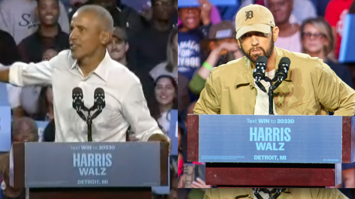 Screenshot of Barack Obama; Eminem